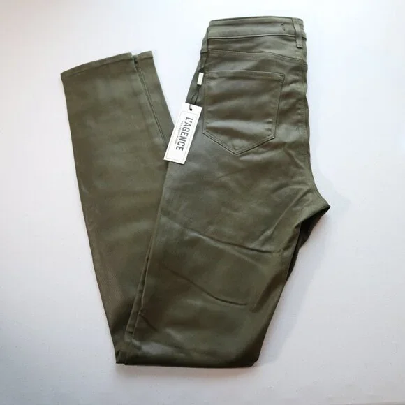NEW L'Agence MargueriteHigh-RiseHunter CoatedJeans size 25 NWT